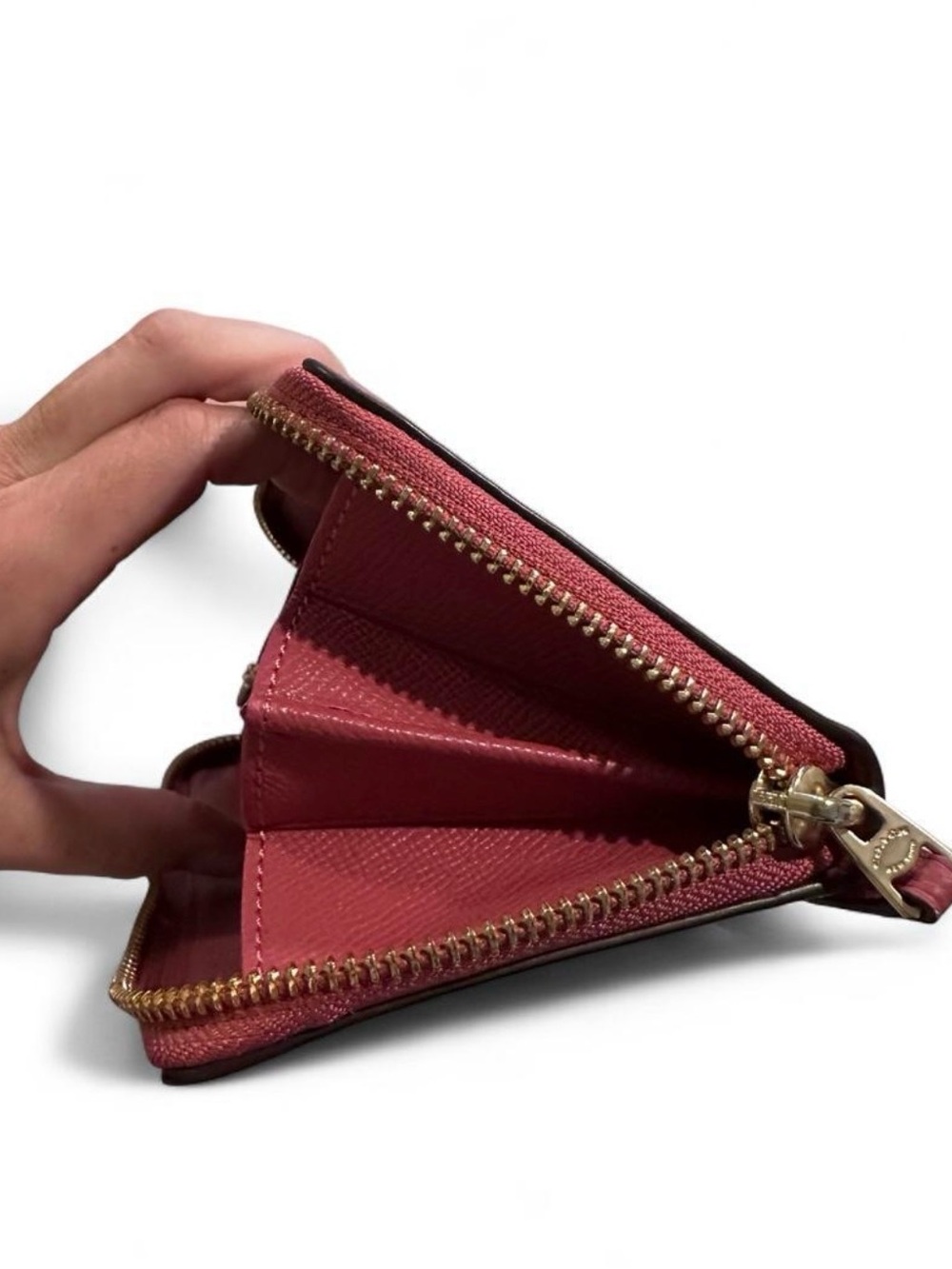 Coach Pebbled Leather Zip Wallet - Raspberry - Picture 3 of 7